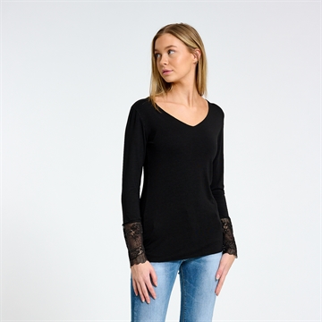 Marta Du Chateau T-shirt 10422 Black Langærmet T-shirt med blonde 